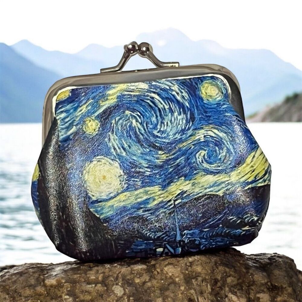 Van Gogh Starry Night Vinyl Coin Purse w/Snap Lock Unisex Multicolor​